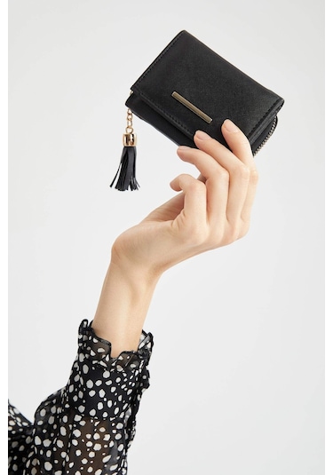 Siyah Püskül Detaylı Bayan Cüzdan - Ol-1059 Siyah