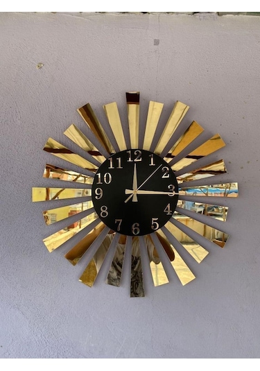 Aa Shop Aynalı Pleksi Piyano Model Sayılı Ev Duvar Saati Altın - Siyah