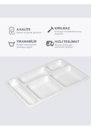 Tabldot Tabak 6'lı Polikarbon 5 Gözlü Servis Tabağı
