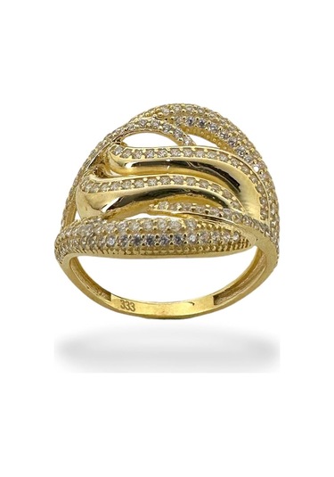 Magold  8 Ayar Altın Özel Tasarım Günlük Kullanışlı Yüzük