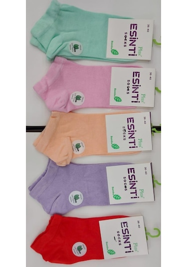 Esinti Kadın Bambu Patik Pastel Renkli Çorap 12 Adet 001