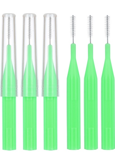 Qingmipy 100 Adet Diş Arası Fırçası Seti - Diş Temizliği Ve Ağız Sağlığı İçin Pratik Çözüm, Taşınabilir Saklama Kutusu İle Yeşil