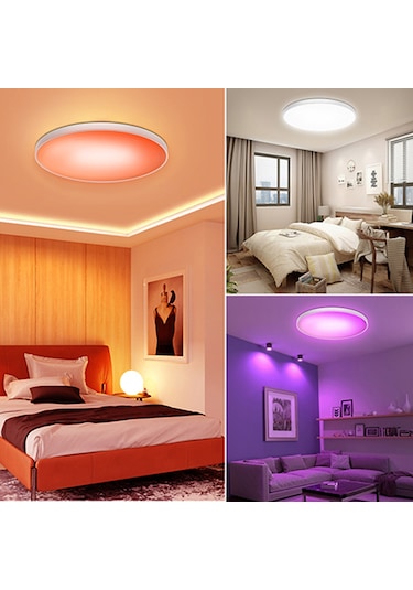 Akıllı Plafonyer Karartma Tavan Lambası 220 V Wi-fi+bt Kumanda Çok Renkli