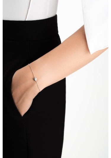 Little Love 18 Ayar Beyaz Altın Kaplama 19 Cm Gümüş Bileklik Rodyum