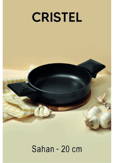Cristel 20 Cm Sahan Kapaksız Siyah Siyah