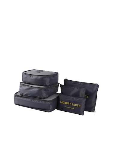 Padalink Gri Seyahat Organizer 6'lı Set - Büyük Boy Giyim Ve Eşya Saklama Çantaları Gri