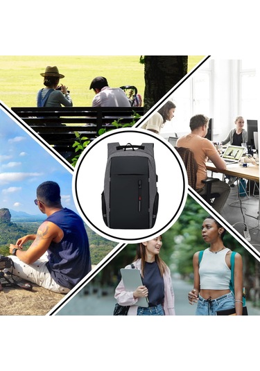 Lemestar Erkek İş Çantası 15.6" Laptop Taşıyıcı Usb Şarj Portlu Anti-calıntı Oxford Kumaş Çift Omuzlu Sırt Çantası Büyük Kapasite Mavi MAVİ