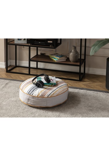 Şeritli Puf Minderi, Büyük Boy, Yer Minderi, Balkon Ve Teras İçin