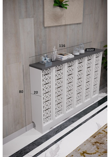 Karatay Model Beyaz Üstü Antrasit Renk 116 CM Petek Kaplama Dresuar Çok Renkli