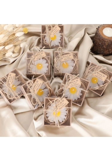 Papatya Mum - Kına, Nişan, Nikah, Söz, Doğum Günü Ve Sünnet Için Özel Tasarım Hediyelik 15 Adet