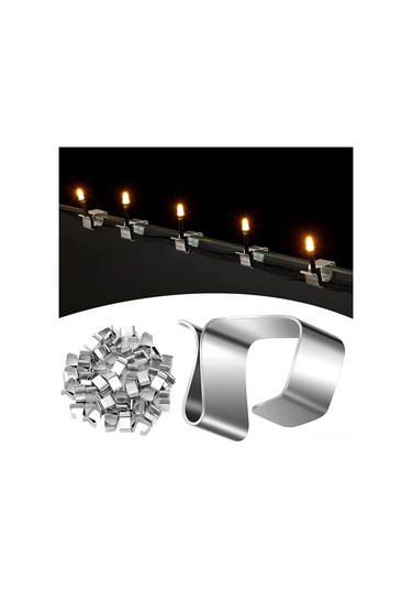 Suofeng Gümüş Küçük Boy Manganez Çelik Noel Işık Kancaları - Dış Mekan Işık Klipsleri, Noel Dekorasyonu, 100 Adet Paket