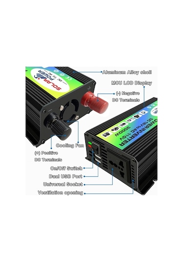 Besthome1 110v 300w Düzeltilmiş Sinüs Dalga Invertör, Taşınabilir Hafif, Kamp Seyahat İçin İdeal