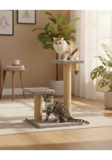 Reyo Pet Çift Stepli Kedi Tırmalama Gri