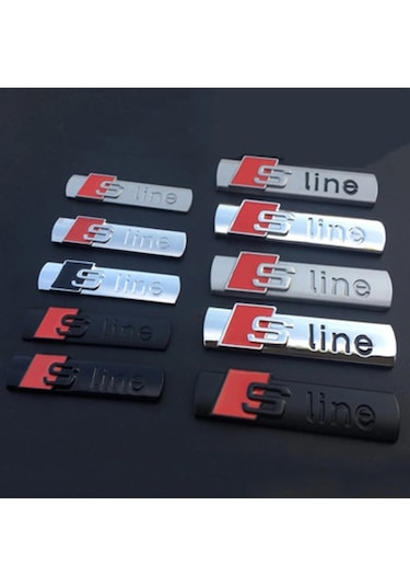 Mat Gümüş 7,3cm-s Line Logo Çıkartması Metal Alaşım Araba Rozeti Sline Amblem Yarış Audi A3 A4 A5 A6 S7 A8 S3 S4 S5