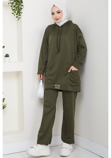 Çift Cepli Kapüşonlu İkili Takım 1663 - Haki Haki