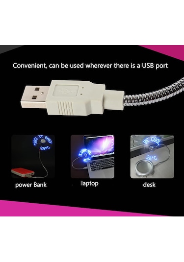 Usb Fan For Masa, Görüntüleri, Zaman Sıcaklığını Gösterebilen, Projeksiyonu Özelleştirebilen Bir Mini Fan.