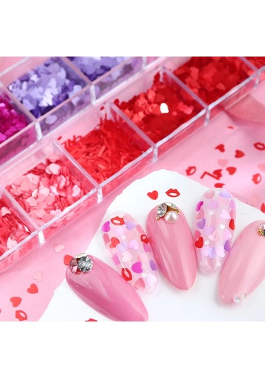Parlak Tırnak Süsleme Folyo Pulları Kalpler Ve Harfler Nail Art