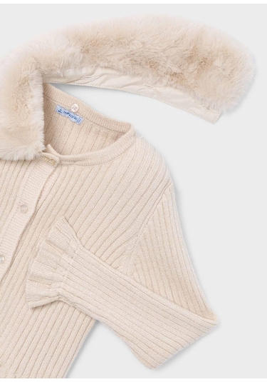 Mayoral Kız Çocuk Çıkarılabilir Yakalı Triko Hırka Bej