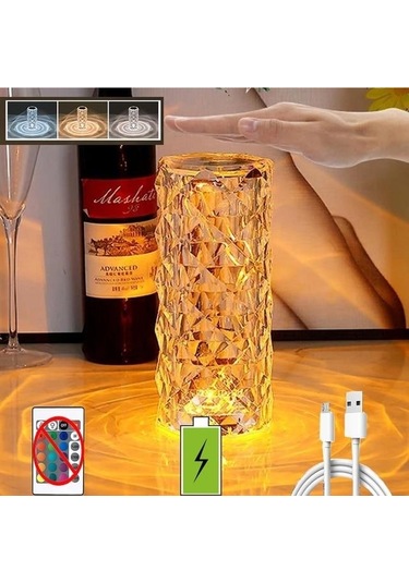 16 Renk Kristal Masa Lambası Gül Işık Romantik Elmas Atmosfer Işığı Usb Dokunmatik Gece L Yatak Odası Masası Gece Lambası 54357217 Çok Renkli