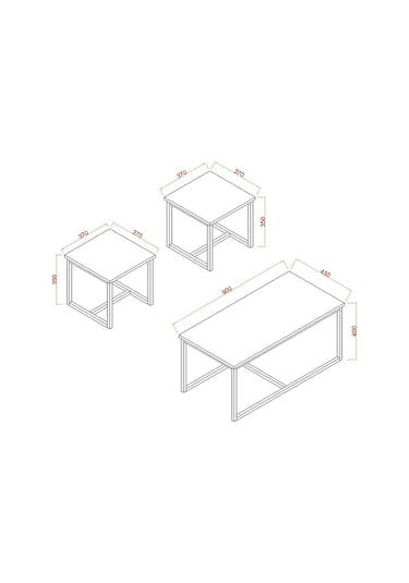Luxor Orta Sehpa , Zigon Sehpa , Metal Ayak Masa , 3 Lü Zigon Frezya