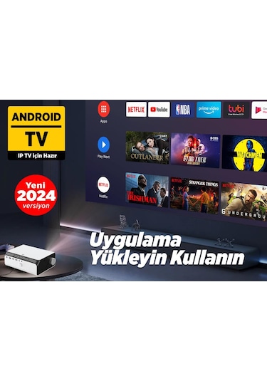 Vankyo Leisure 495W Android TV 4K Destekli 5G WiFi + Bluetooth 5.1 Projeksiyon Cihazı