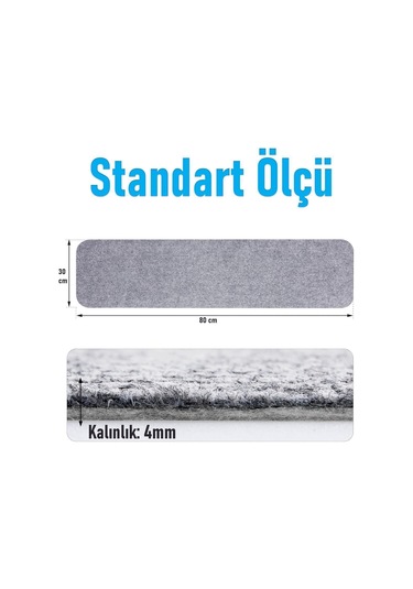 Halifleks Yapışkan Tabanlı Merdiven Basamak Paspası Rip Halı Kaymaz Tabanlı - Gri Null