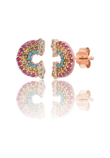 925 ayar Gümüş Rose kaplama Gökkuşağı küpe