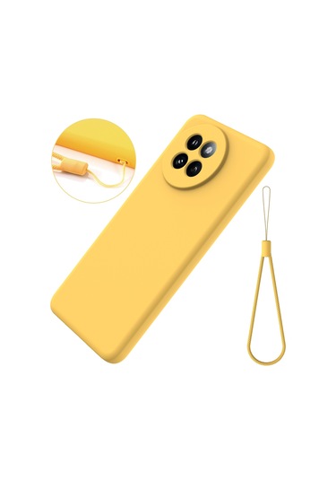 Xiaomi 14 Civi / Civi 4 Pro İçin Düz Renk Sıvı Silikon Damlamaz Tam Kapsama Telefon Kılıfı Sarı