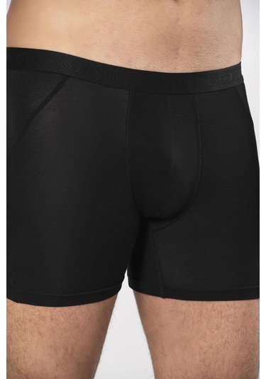 Weweus Siyah 3'lü Micro Modal Premium Erkek Uzun Boxer 14193 Siyah