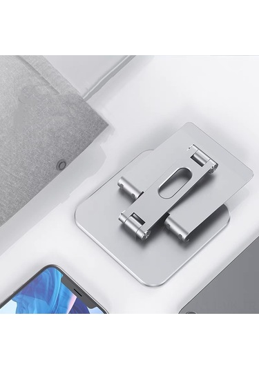 Vkemall Alüminyum Düzü Masası Tutucu: Telefon Ve Tablet İçin Katlanabilir Tek Eksenli Gümüş Masaüstü Şarj Üstü