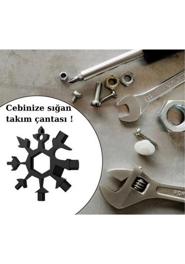 Mucit Home 19 In 1 Çok Fonksiyonlu Çelik Alyan Tornavida Açacak Kar Tanesi Anahtarlık