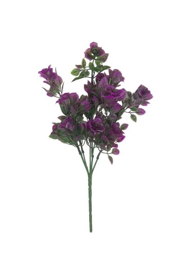 5 Dallı Yapay Çiçek Plastik Mini Gül Demeti Garnitür Ara Dal Dekoratif Yapay Bitki - Fuşya