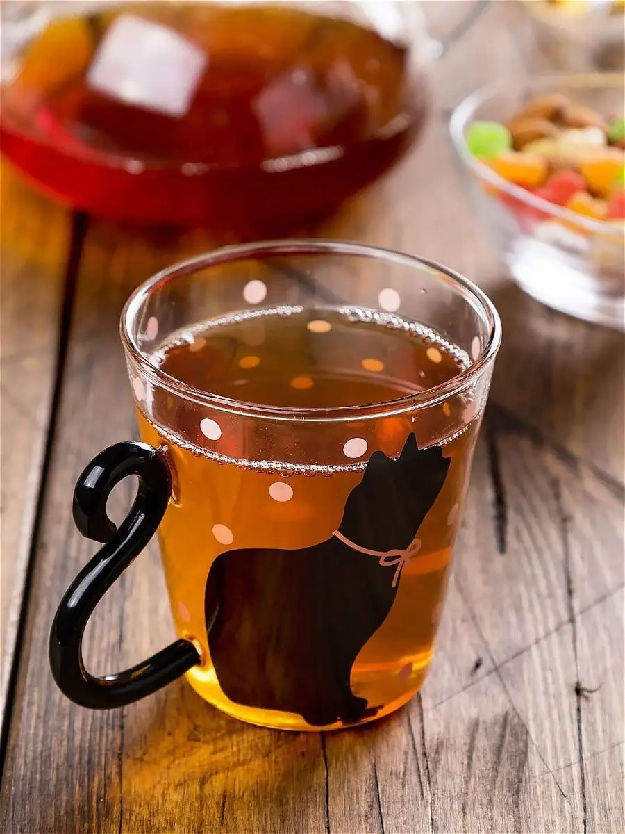 Gift'n'home Kedi Baskılı Hediye Cam Kupa 11414488 Siyah