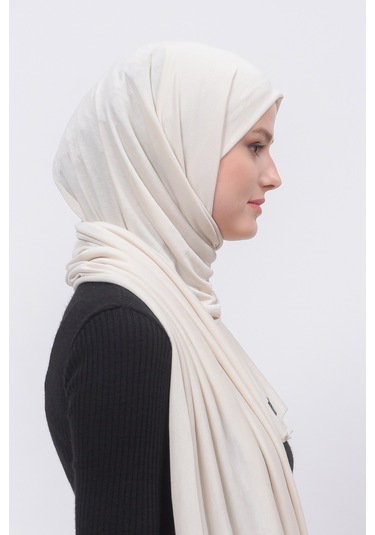 Altobeh Tesettür Kadın Düz Renk Penye Şal Hijab - Krem
