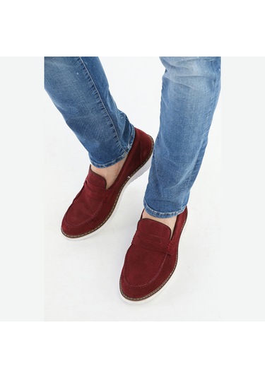 M.Karaca Hakiki Süet Deri Ortopedik  Klasik Erkek Ayakkabı Bordo