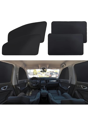 Hightower 4 Adet Evrensel Manyetik Araç Yan Cam Perdesi Gümüş Siyah Termal Yalıtım