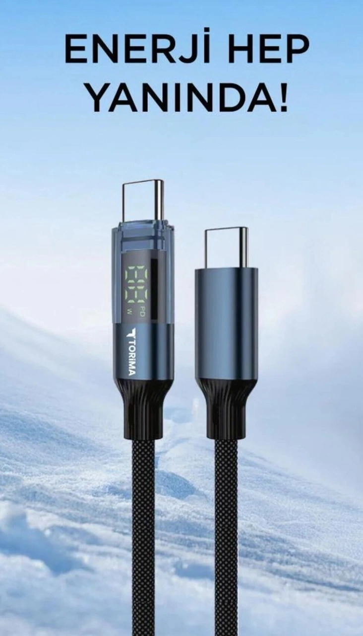 60w Redmi K50 İle Uyumlu 60w Type C Kablo Led Göstergeli Alüminyum Uçlu Naylon Örgü 60w