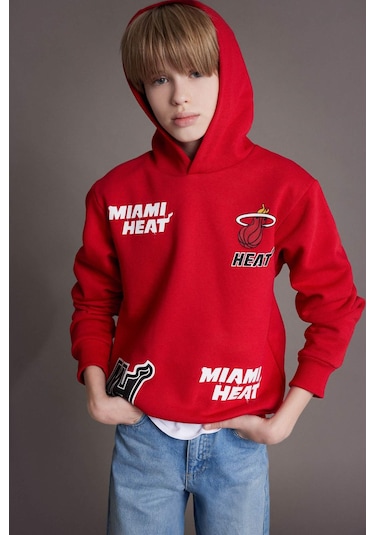 DeFacto Erkek Çocuk NBA Miami Heat Kapüşonlu Sweatshirt D8002A824WNRD70