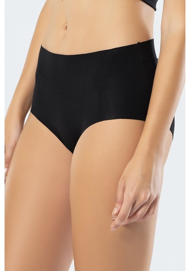 Türen Kadın Lazer Kesim Pamuklu Yüksek Bel Hipster Külot 911/siyah 001