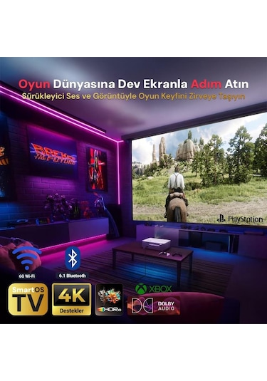 Vankyo Aurzen D1 Smart Tv 4k Destekli Projeksiyon Cihazı +hdr10+auto Focus+auto Keystone+6g Wifi+6.1bt+dolby Ses Sistemi - Ps5/ps4/xbox