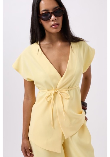 Modasize Bağcık Detay Yelek Sarı