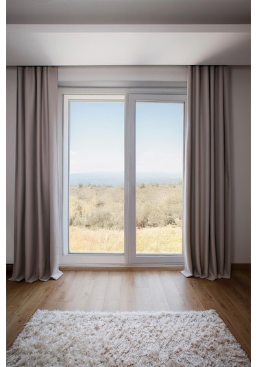 Lunet 140x270 Cm 2 Adet Blackout Fon Perde Gri