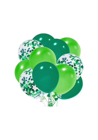 12-10 İnc Koyu Ve Açık Yeşil Konfetili 10 Adet Balon