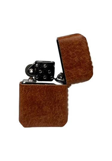 Handmade El Yapımı Hakiki Deri Zippo Modeli Çakmak Kahverengi