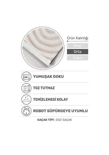 Volora Halı Koleksiyonu Yumuşak Dokulu, Modern İnce Form, Tozumaz Ve Kolay Temizlenebilir Krem - Bej