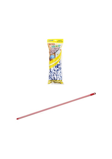 Elmop Pm02 Yedek Pamuklu Mikrofiber Islak Vidalı Mop Takımı Beyaz - Mavi