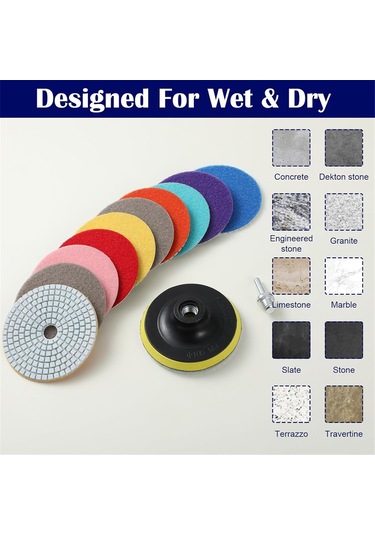 13 Adet 4 İnç Elmas Parlatma Pedleri Seti, Taşlama Parlatma Kiti