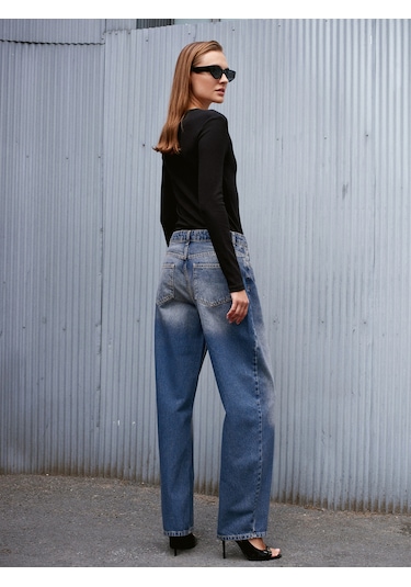 Dilvin 72062 Bol Kesim Denim Pantolon-tint Tint
