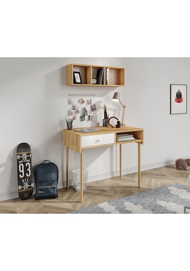 Major Bambu Çalışma Masası Ve Üst Modül Bambu - Beyaz