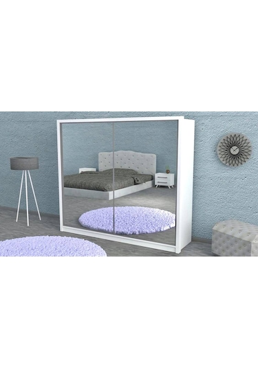 Melis Sürgülü Kapaklı Dolap Gardırop Beyaz - Ücretsiz Kurulum